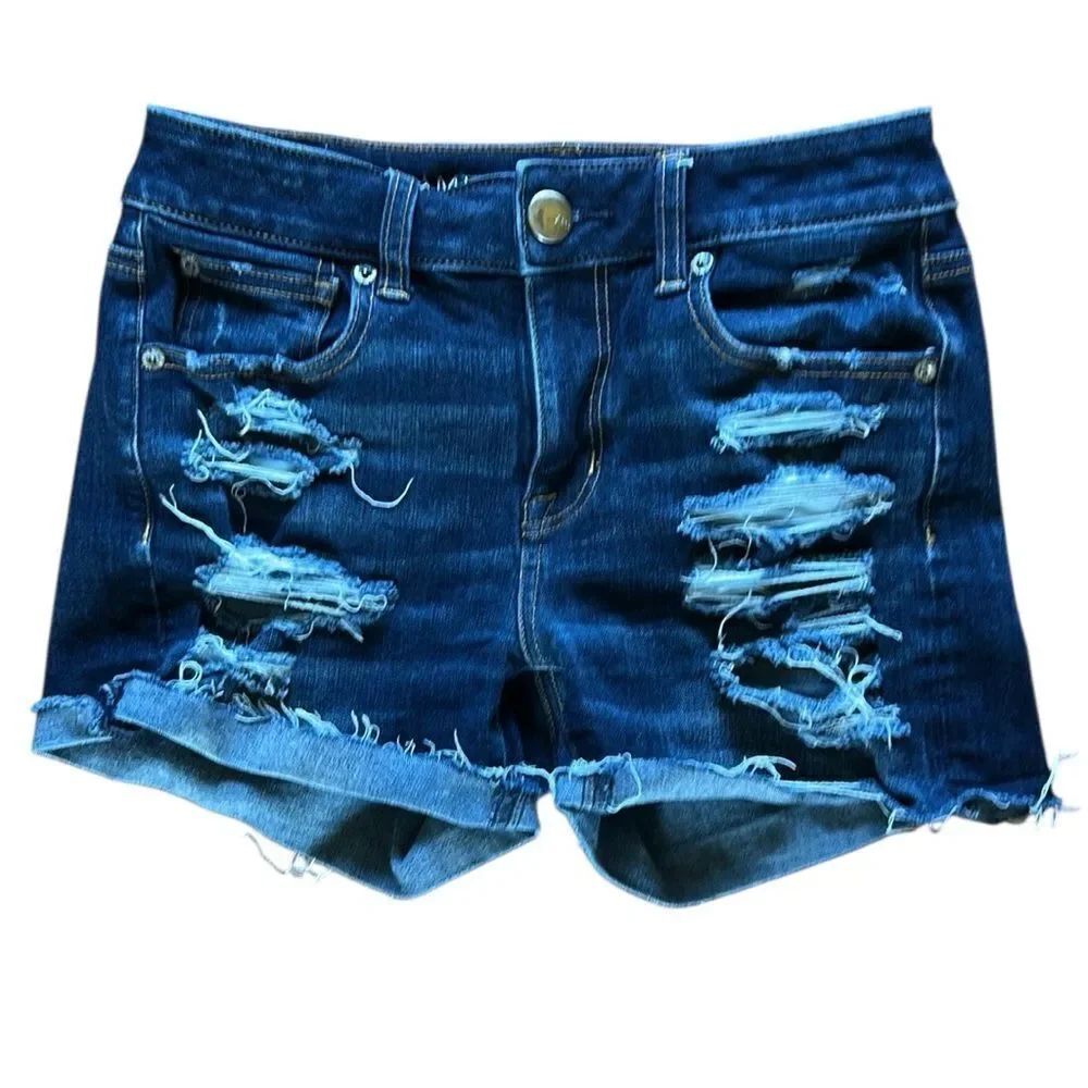 American Eagle Hi Rise Shortie Jean Shorts